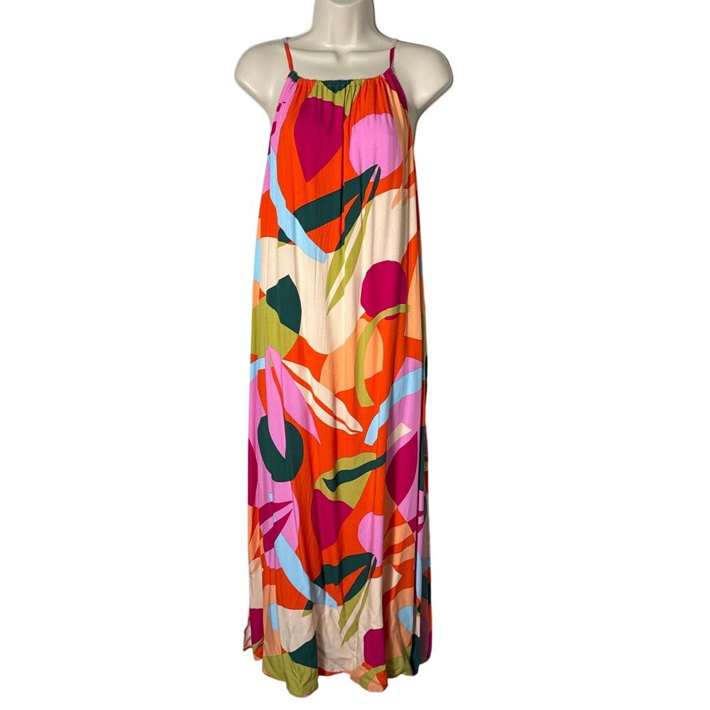 NWT Label Of Love‎ Maxi Dress Vibrant Abstract Print Vacation Tropical Size S